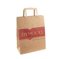 L'OEM a imprimé l'emballage à emporter de poignée de Brown emballage de papier de transporteur de sac de nourriture plate d'épicerie