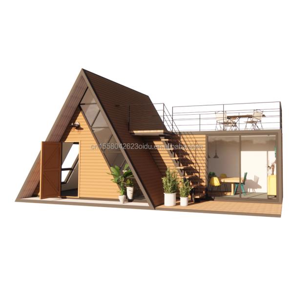 Triangle House A Frame House Kit For Living With 50/75/100mm Wave Sandwich Panel Wall and Log
