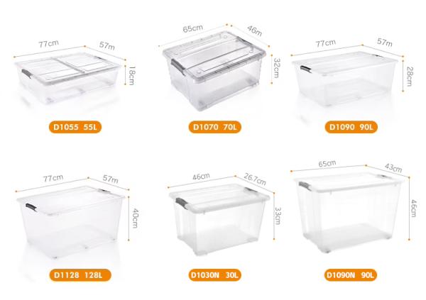 Recyclable Bin Household Multifunction Large Stackable Clothes Clear Transparent PP Container Box Plastic Storage Boxes Bins With Lid Wheels