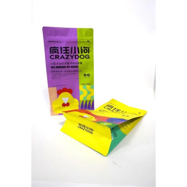 Sauvegarde imprimée à fond plat fermeture à glissière sac d'emballage en plastique pour les aliments pour chiens
