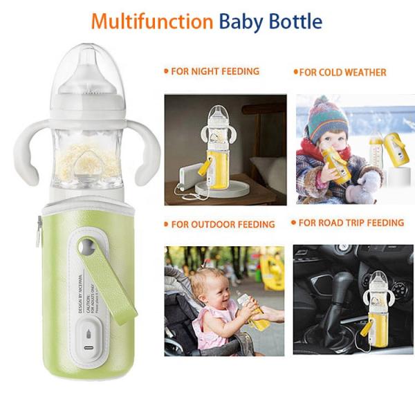 Nicepapa customizable USB travel Baby  Anti Colic  Feeding Bottle milk baby Bottle with Powder Storage Thermostat Warmer