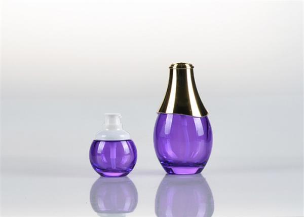 Light Purple Cosmetic Pump Glass Lotion Bottles Glass Skincare Bottles For Serum 120ml