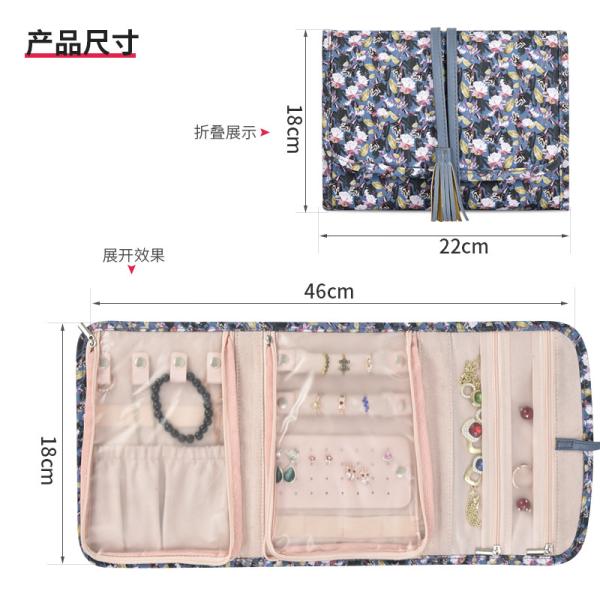 Hanging Jewelry Storage Bags Suppliers Canvas Roll Luxury Travel Organizer 46x18cm