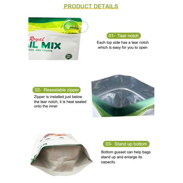 Food Industrial Customized Color Resealable Aluminum Foil Waterproof Plastic Packaging Bag for Prawn Cracker Chocolate Nuts