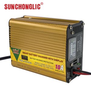 12V 10A Intelligent AGM GEL Battery Charger with LED Display and Three-Stage Charging