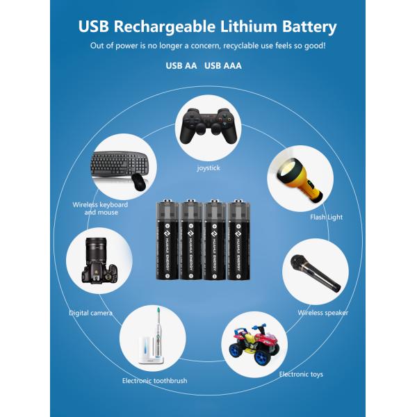 Батарея USB CE перезаряжаемые, батарея Usb технологии AA 02 1.5V 1000mAh портативная