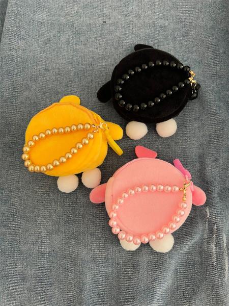 EGG PARTY ROUND PLUSH COIN PURSE SCHOOLBAG PENDANT EARPHONE STORAGE BAG COIN POUCH