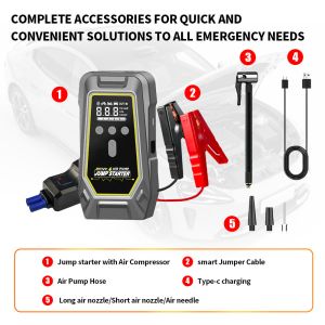 Electric Air Pump Tire Inflator 8000mAh 10000mAh 12000mAh Intelligent Emergency