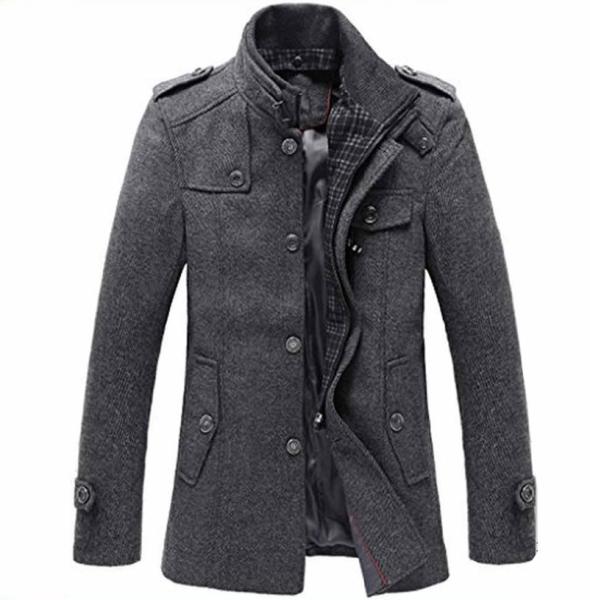 Gray Plain Western Wool Flight Jacket , Military Bomber Jacket Mens Anti Shrink