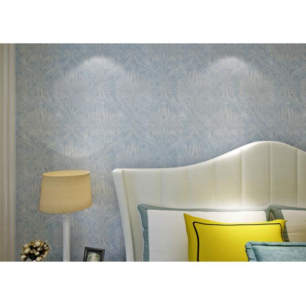 Soundproof Removable European Style Wallpaper , Blue 3d Silver Wallpaper