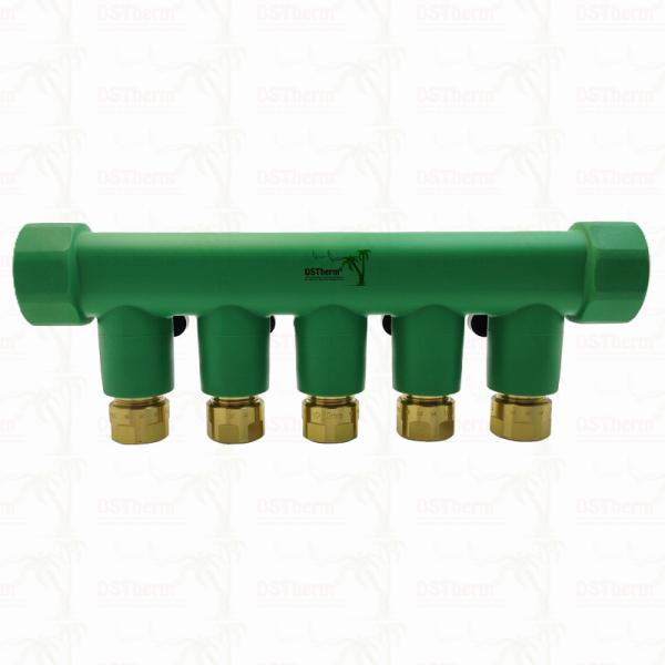 Colectores PPR con válvula de bola para agua caliente, rojos, de 5 vías, con logotipo y color personalizados, 25 mm
