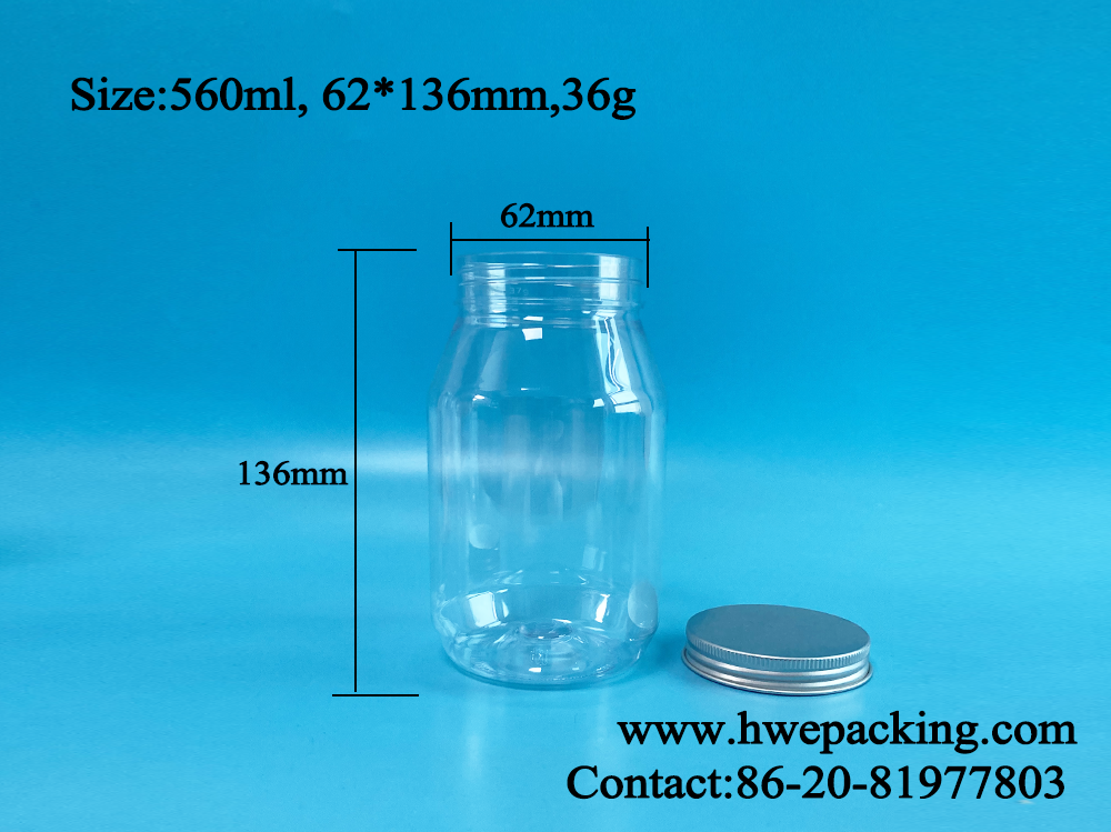 опарник бутылки каменщика закусок 560ml пластиковый с алюминиевой высотой верхней части 136mm