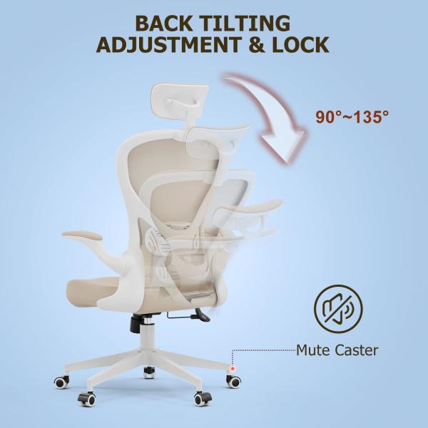 Ergonomic Home Office Desk Chair Customizable Modern Swivel Chair with Flip-up Arms