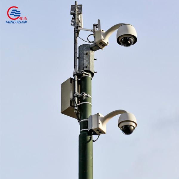 6m 8m CCTV Steel Pole 10m Q235 Hot Dip Galvanized Single Arm Telescopic For Monitoring
