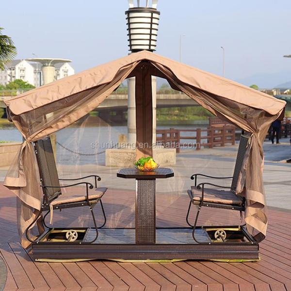 Outdoor Garden Furniture Aluminum Frame 4 Seat Dining Swing Chair with Canopy and Net