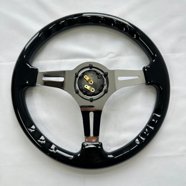 DELUXON 350mm Universal Racing Steering Wheels 3 Spoke Black Red Purple ABS Chrome