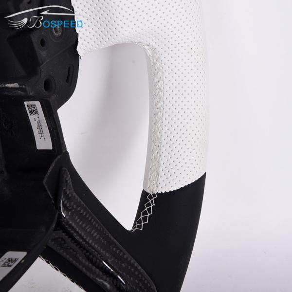 Carbon Fiber White Leather Range Rover Sport Steering Wheel Geometric Customization