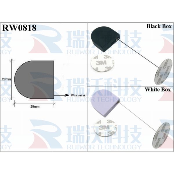 RW0818 D-Shaped Micro Retractable Tether Plus Dia 38mm Circular Sticky Metal Plate