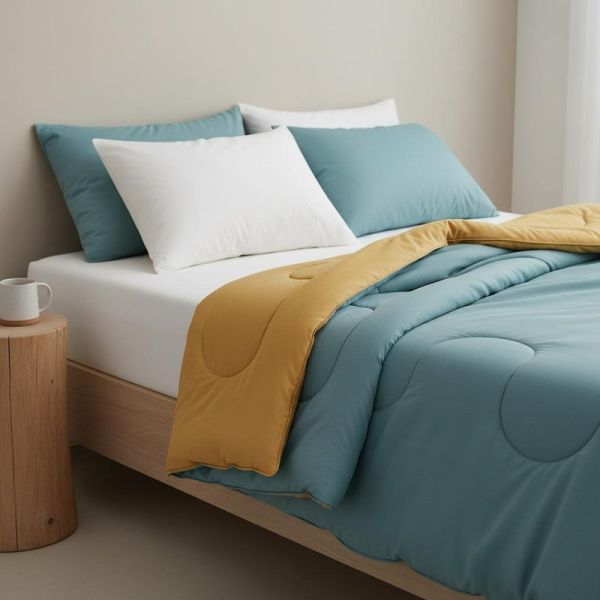 Customized Color Reversible Solid Microfiber Comforter Bicolor Comforter Lightweight Soft Comfortable Durable Bedding
