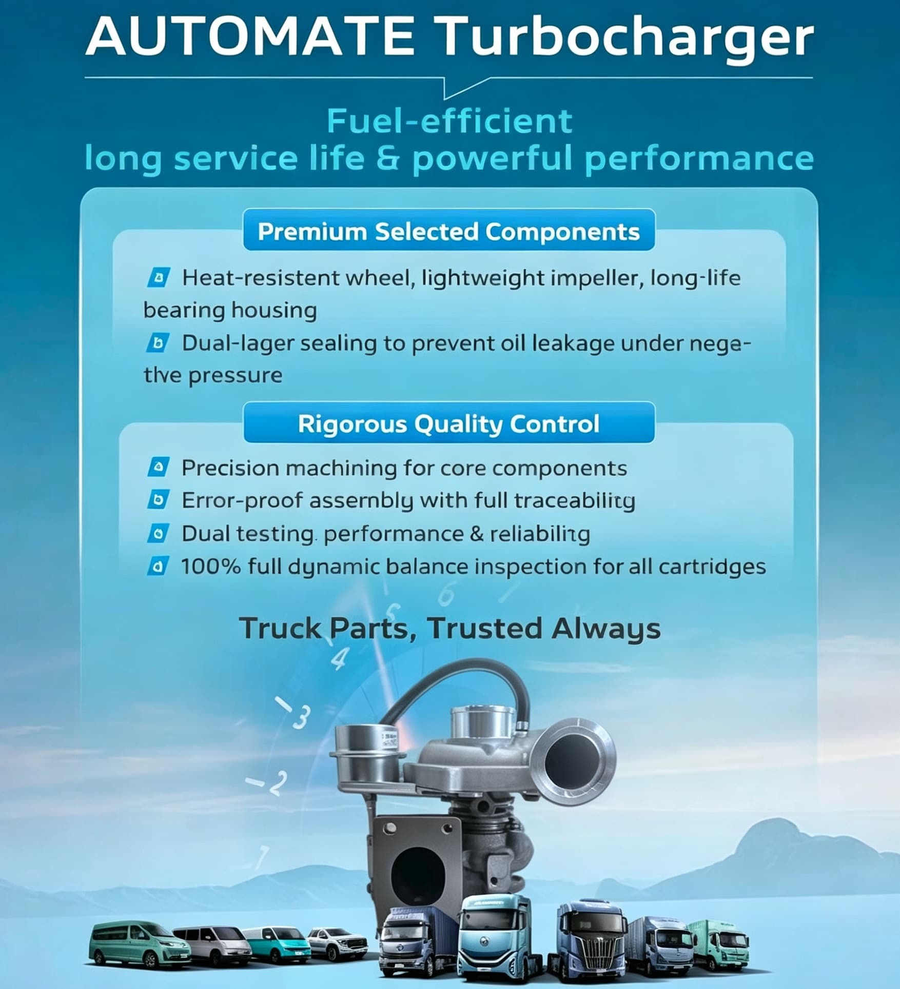 Fuel Saving High Power Turbocharger for Foton Diesel Truck Engine