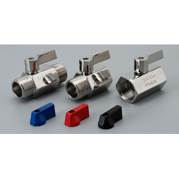 SS304 SS316 Stainless Steel Mini Ball Valve Female to Male Threaded Female Thread 90° Handle Water Gas Shut-off Valve