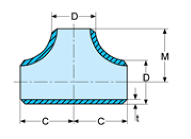 Stainless Steel Butt Equal Tee Pipe Schedule Range Covers 5S - Schedule 160