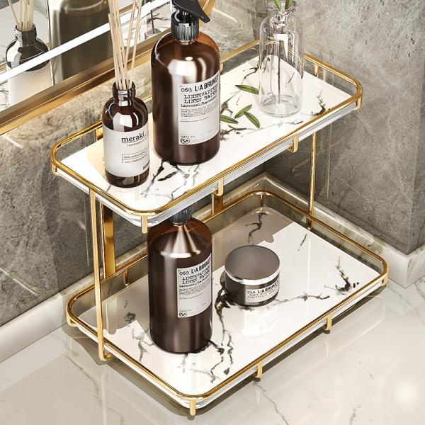 Moisture Proof SS Bathroom Counter Stand , Waterproof 2 Tier Storage Rack
