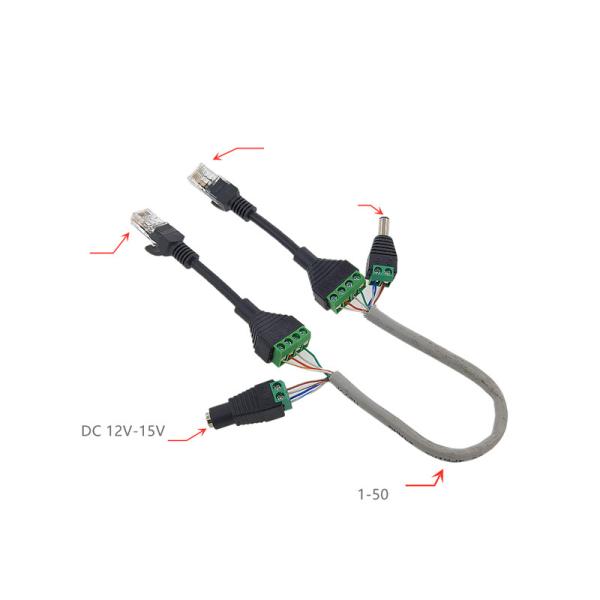 Female Jack RJ45 Network Connector Male DC Power Plug To Screw Terminals Adapter for CCTV Camera