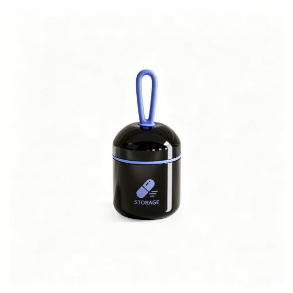 Pillbox keychain, small pillbox, storage box, removable divider, moisture-proof silicone pillbox, suitable for outdoor camping and travel.