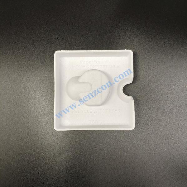 High-end jewelry pendant with a white pulp molding base, made by wet pressing of plant fibers, degradable, recyclable, and compliant with the plastic ban order.