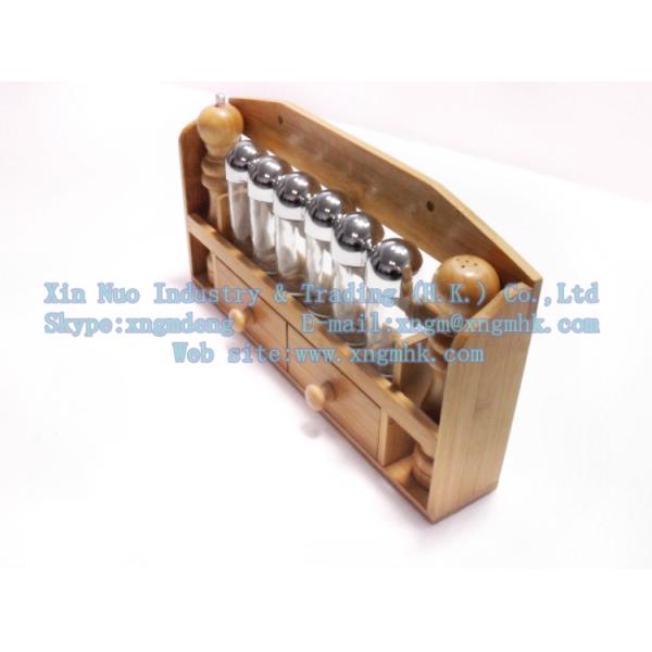 Bamboo Spice Rack, kitchen seasoning bottle rack, wooden pepper shakers