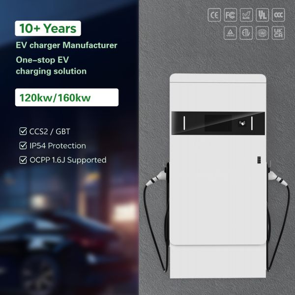 180kW DC Fast Charging Station with Dual Connector (CCS2/CCS1/CHAdeMO/GBT) and 10 inch LCD Touch Screen for Commercial EV Power Pile