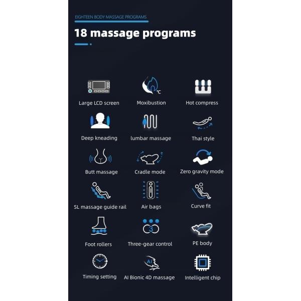 Adjustable Height Music Hot Compress Massage Chair and Adjustable Function