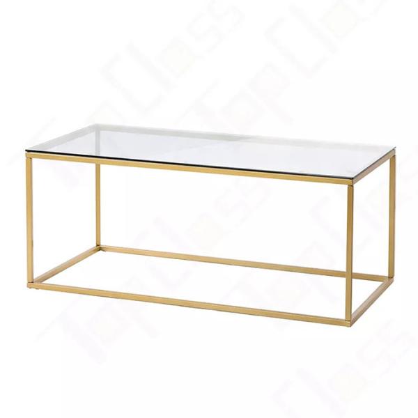 Gold Tempered Glass Table 220*120*75cm Home Goods Coffee Tables