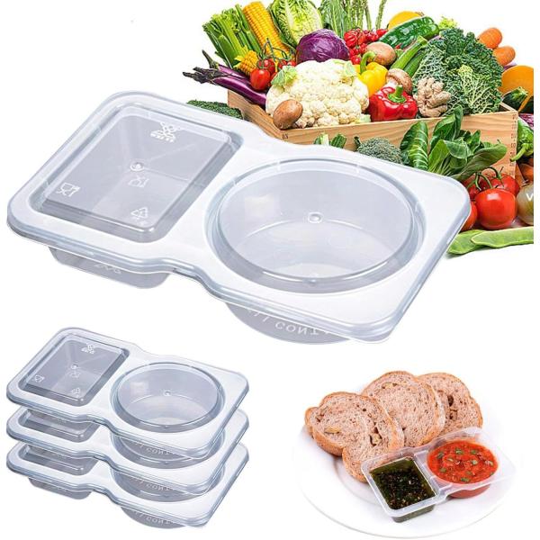PP Disposable Bowl for Sauces and Dressings Microwaveable Leak-Proof Sealing 5-50ml Capacity Easy-Tear Opening 8-15cm Length