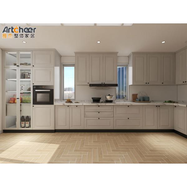 Традиционный стиль белый кухонный шкаф с массивной деревянной конструкцией и фанерой