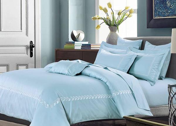 Simple Embroidered Twin Size Bedding Sets 100% Cotton 4 Pcs For Home / Hotel