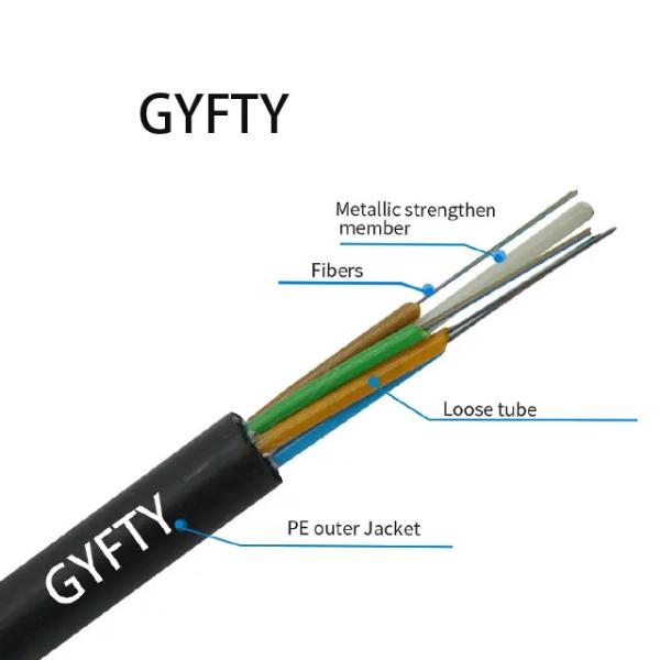 Câble à fibre optique extérieur 12 24 48 âmes, gaine PE, Fibra Optica 12 fils, câble GYFTY