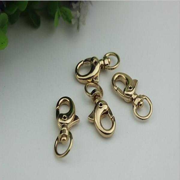 Round shape bottom zinc alloy light gold metal lobster claw snap hook for handbag