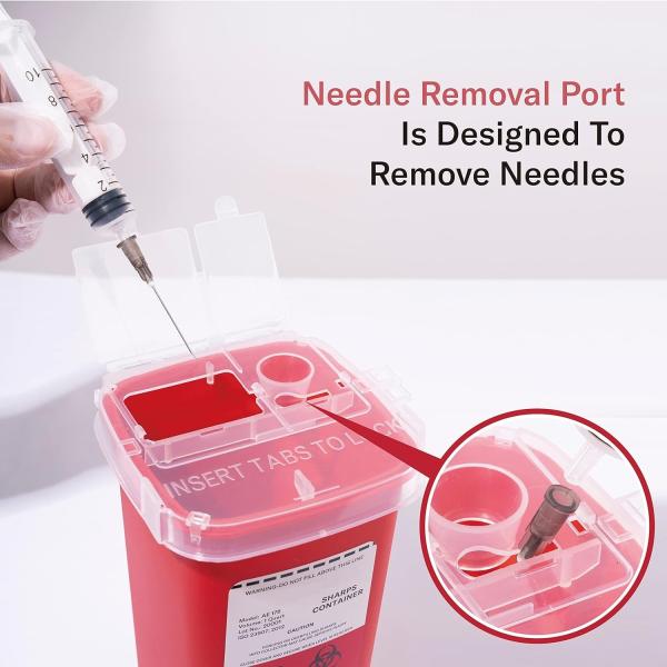 Sharps Container for Home Use 1 Quart (1-Pack) | Biohazard Needle and Syringe Disposal | Small Portable Container
