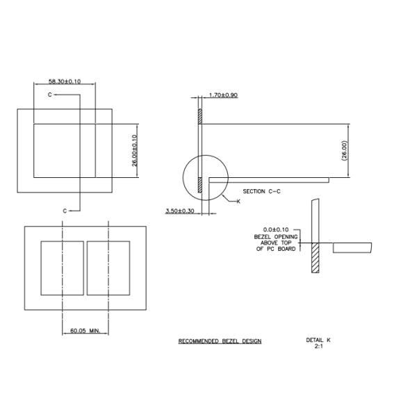 2 * 4 Cage Silvery SFP Fiber Connector , SFP Port Connector Thickness 0.25mm