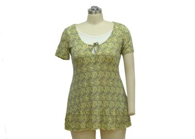 Ladies Casual Short Sleeve Slim Body Fit Dresses Front Butterfly Ties Contrast Inside Layer