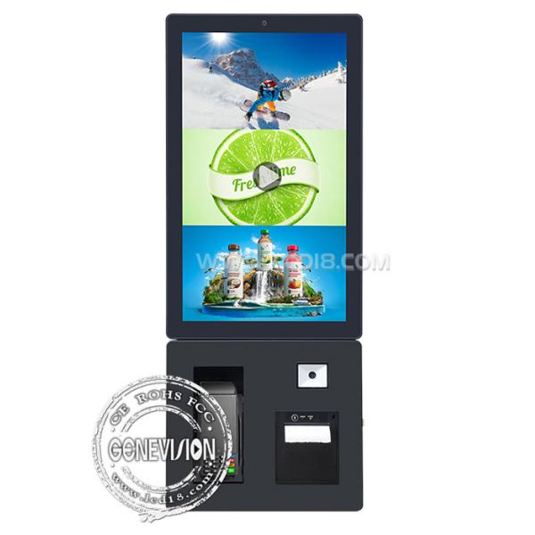 24 Черный стенный монтаж Терминал самообслуживания Принтер QR-кода Сканер POS Сенсорный экран Киоск оплаты