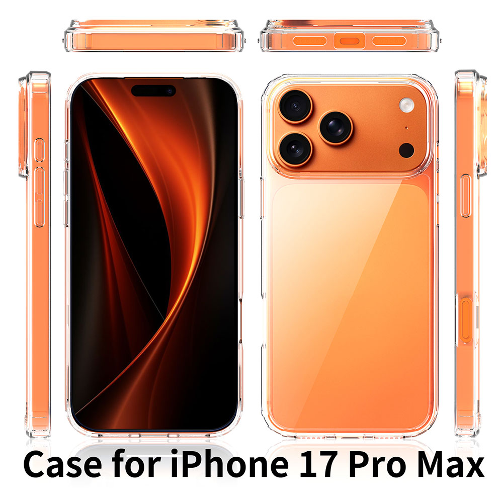 Shockproof Phone Case Transparent PC TPU Hybrid Drop Resistance Armor Mobile Phone Cover Clear Case for iPhone 17 Pro Max