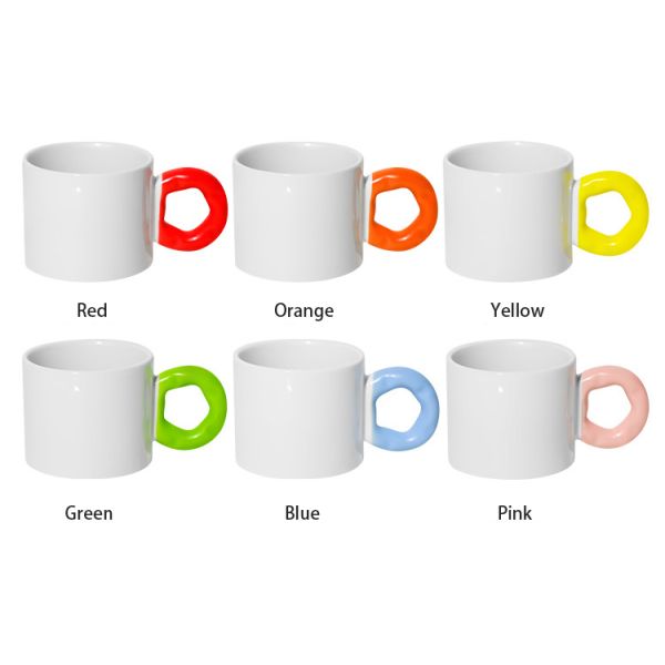 Fashion Design Colored Handle Sublimation Blank Ceramic Coffee Mugs Custom Printing Ceramic Sublimation Mugs