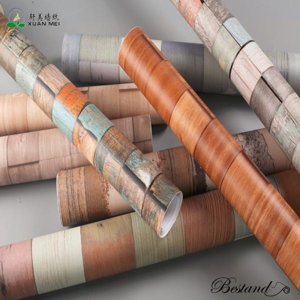 Film autoadhésif à grains de bois très brillants en PVC pour la rénovation de meubles