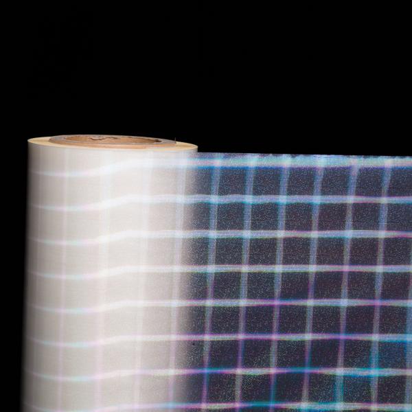 Cuadrícula de película holográfica térmica transparente PET cuadrada con película de laminación caliente con pegamento EVA para envases de cajas