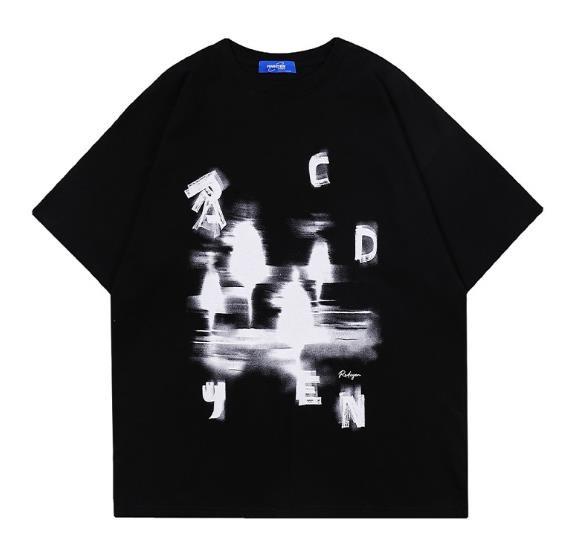 Camiseta masculina de manga curta manga curta solta moda de algodão em pequena quantidade