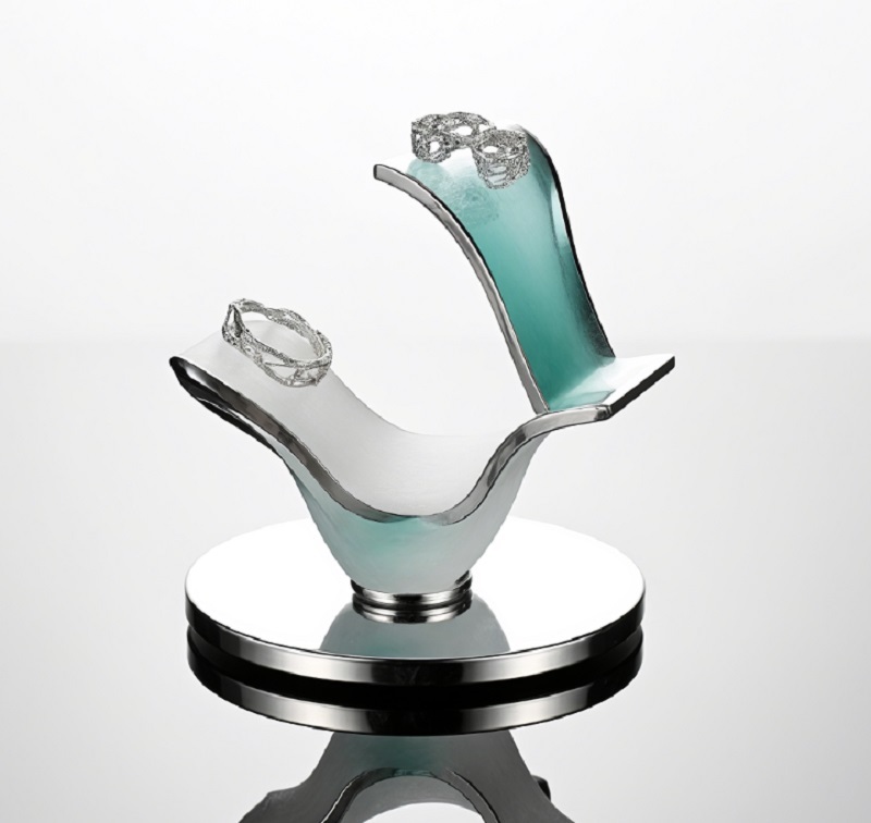 Custom Modern Rotating Jewelry Display Case, Premium Metal Frame Display Prop for Luxury Watch & Bangle