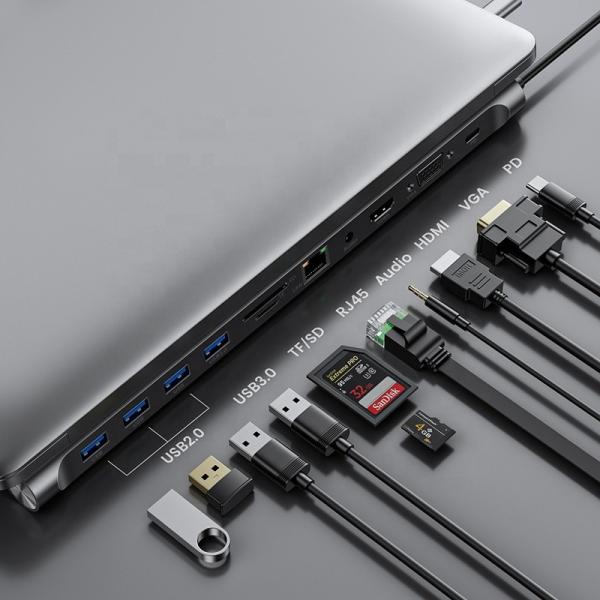 Adaptateur multi-fonctionnel USB de type C 11 en 1 pour ordinateur portable et téléphone portable à un prix abordable